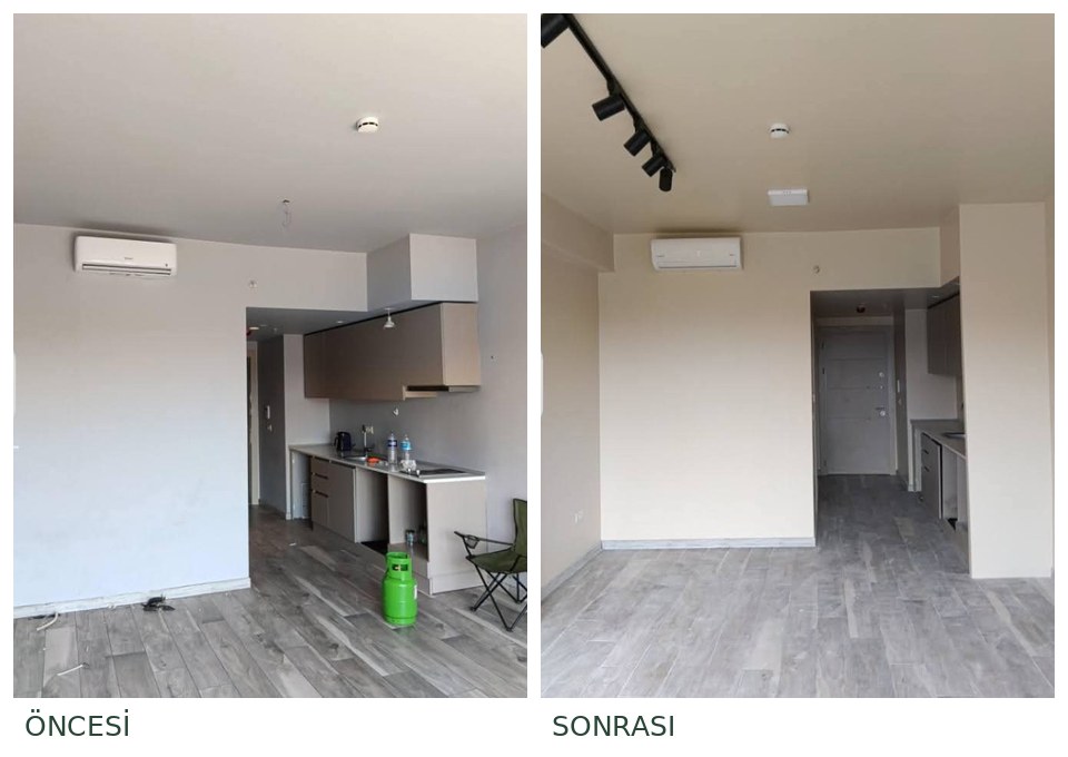 Sakarya iç mekân önce ve sonra, farklı açılardan